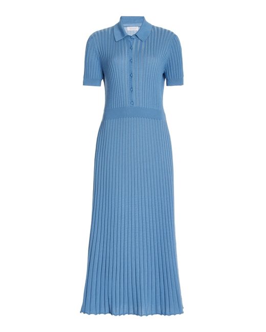 Gabriela Hearst Blue Amor Ribbed-knit Cashmere-silk Dress