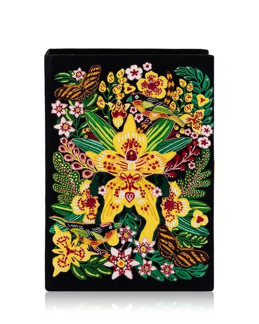 Olympia Le-Tan Black The Dancing Lady Orchid Clutch