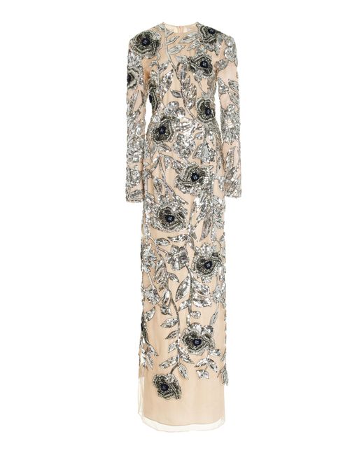 Erdem Malvina Sequin-embroidered Silk Gown in Natural | Lyst