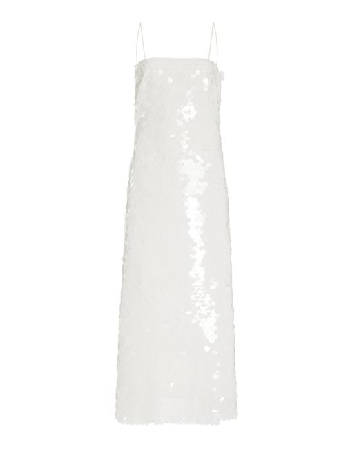 phoenix sequined midi slip dress The New Arrivals Ilkyaz Ozel Phoenix Sequined Midi Dress in White