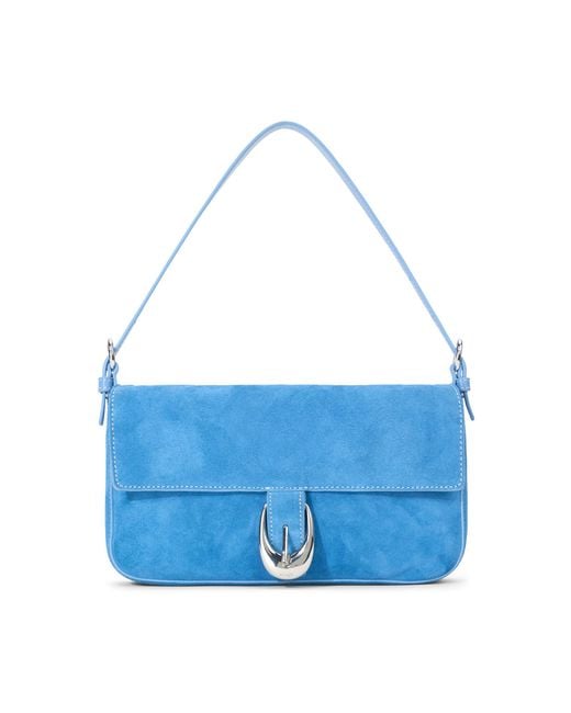 Staud Blue Harlow Suede Shoulder Bag