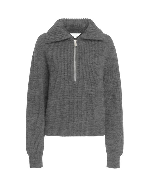 Malo Gray Quarter Zip Ribbed Cashmere Sweater