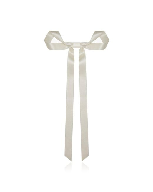 Jennifer Behr White Gretta Silk Bow Barrette