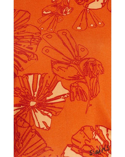 Siedres Orange Exclusive Gran Printed Jersey Crop Top