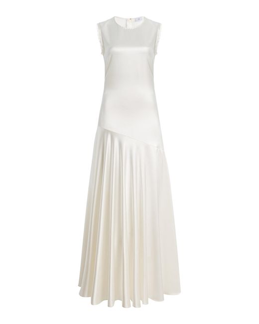 Adam Lippes White Gwenyth Satin-Back Crepe Dress