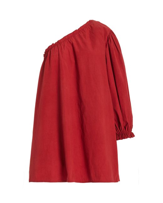 Posse Red Mila Asymmetric Cotton Poplin Mini Dress