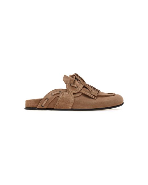 DI GAÏA Brown Cheryl Fringed Suede Mules