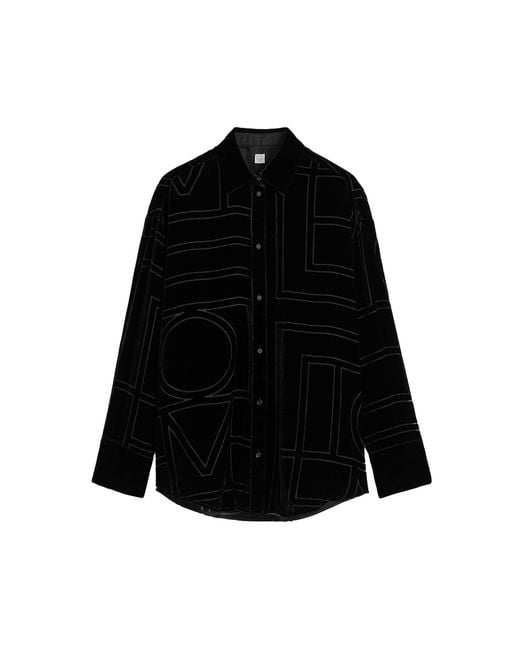 Totême Black Oversized Devoré Shirt