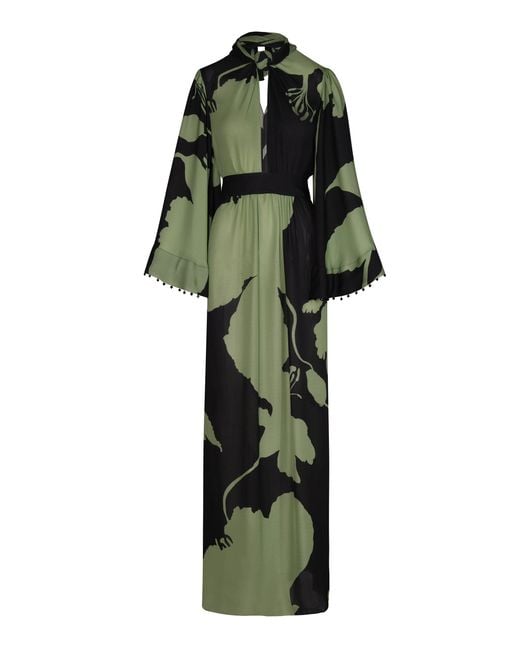 Johanna Ortiz Green Earthy Elegance Silk Maxi Dress
