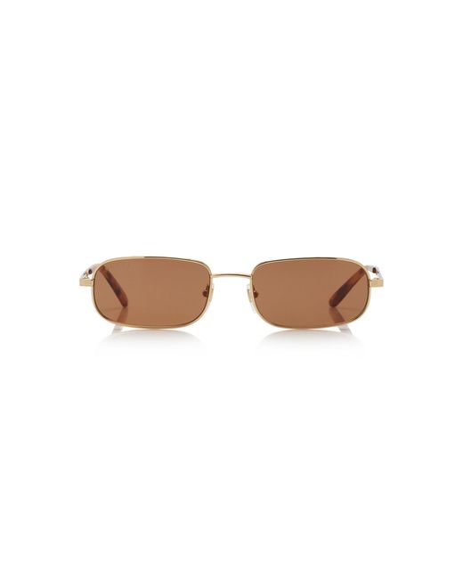 Gucci Brown Slim Square-frame Metal Sunglasses