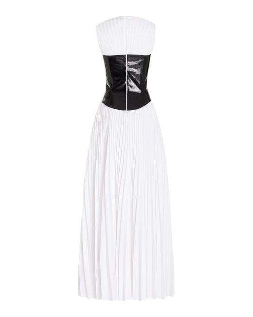 Brandon Maxwell White Exclusive The Florena Pleated Cotton Maxi Dress
