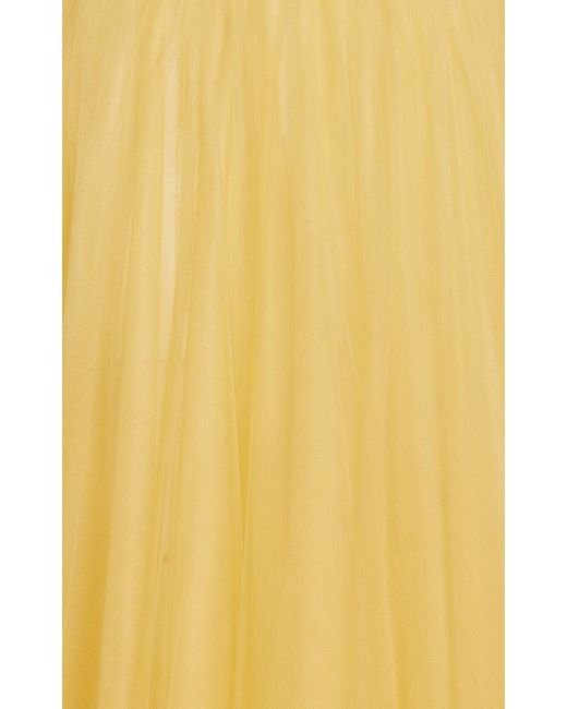 Carolina Herrera Yellow Pleated Tulle Maxi Skirt