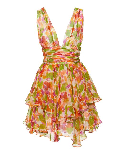 Caroline Constas Multicolor Paros Printed Silk-blend Chiffon Mini Dress