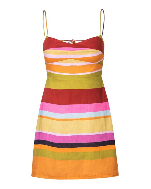 Cala De La Cruz Multicolor Tere Backless Linen Mini Dress