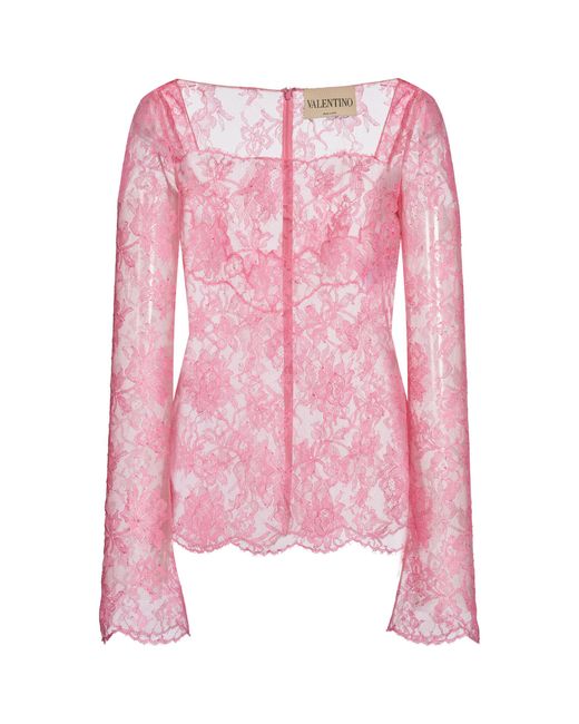 Valentino Garavani Pink Lace Top