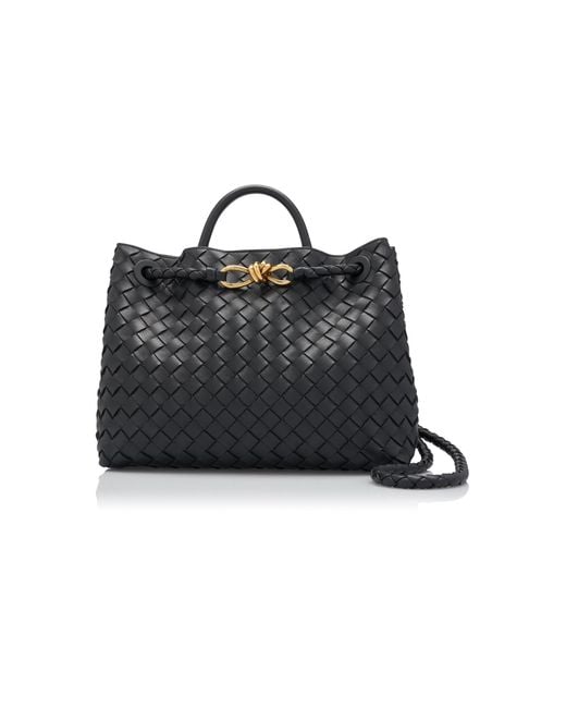 Bottega Veneta Black Medium Andiamo Intrecciato Leather Tote Bag