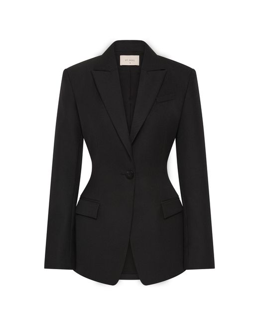 St. Agni Black Contour Wool-blend Suiting Blazer