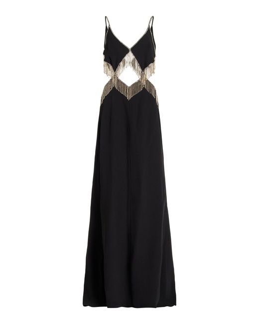 Cucculelli Shaheen Black Exclusive Fringed Silk Gown