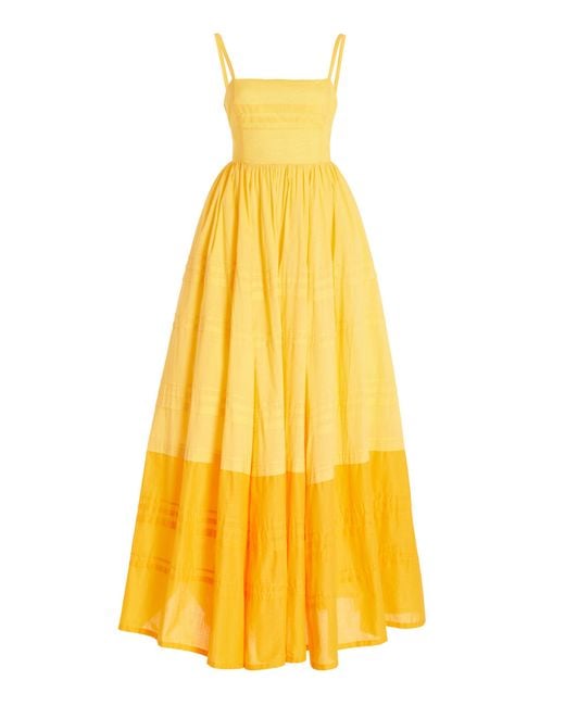 Staud Yellow Brigitte Open-back Cotton Maxi Dress