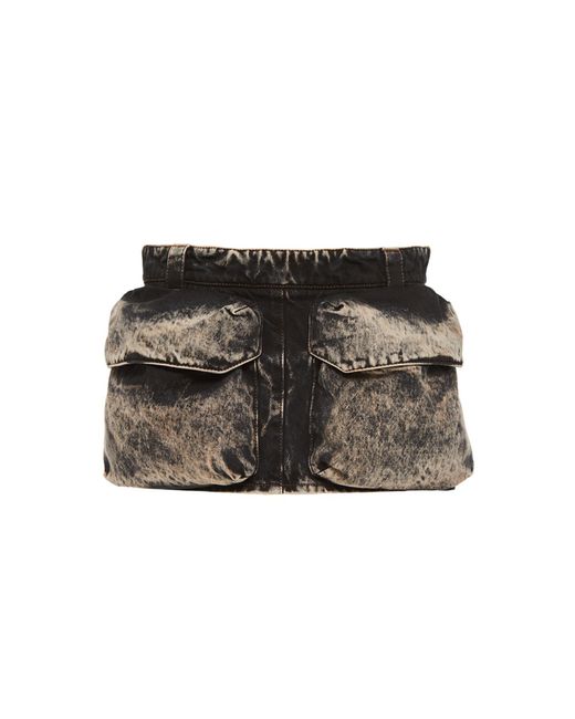 Miu Miu Bleached Denim Miniskirt in Black | Lyst UK