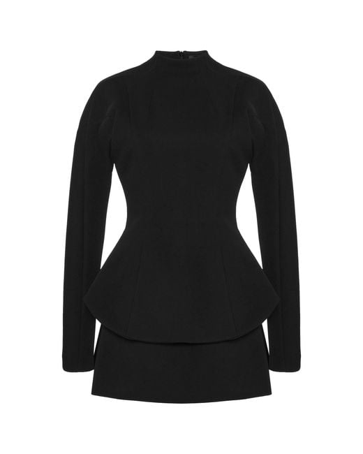 A.W.A.K.E. MODE Black Crepe Peplum Top