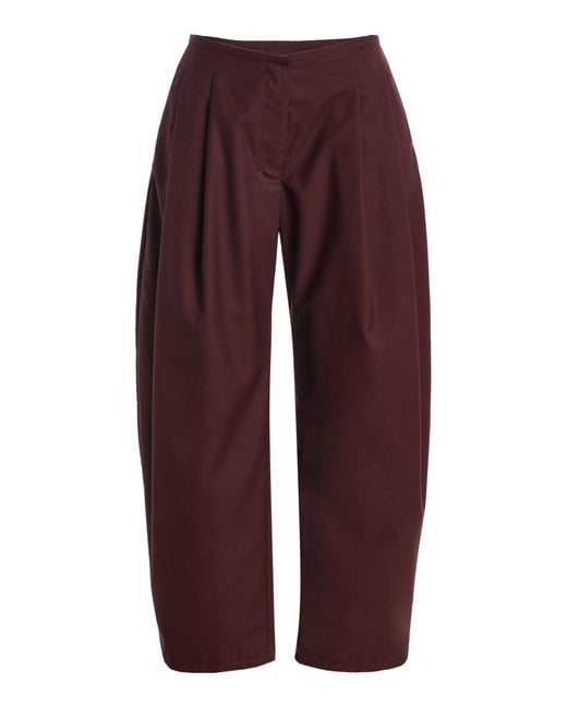 Sloan Purple Exclusive Pleated Wool Barrel-Leg Pants