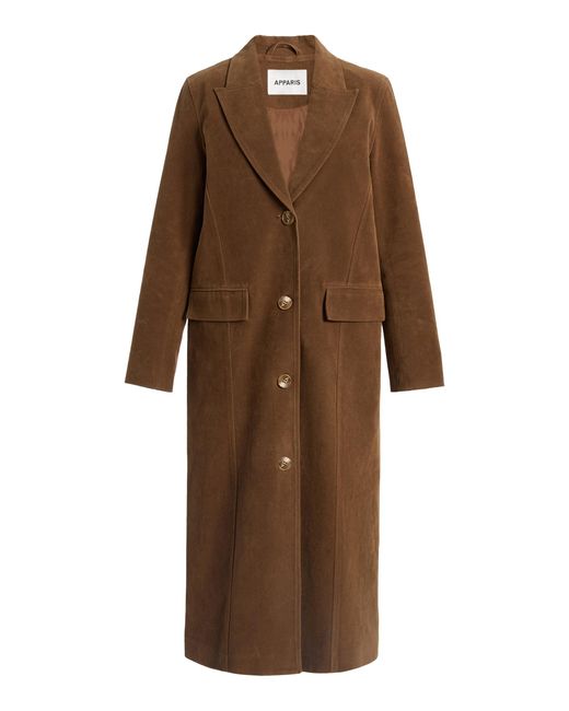 Apparis Brown Lauren Faux Suede Overcoat