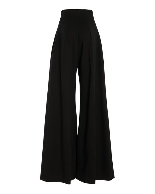Carolina Herrera Black Diane High-Rise Wool Wide-Leg Pants