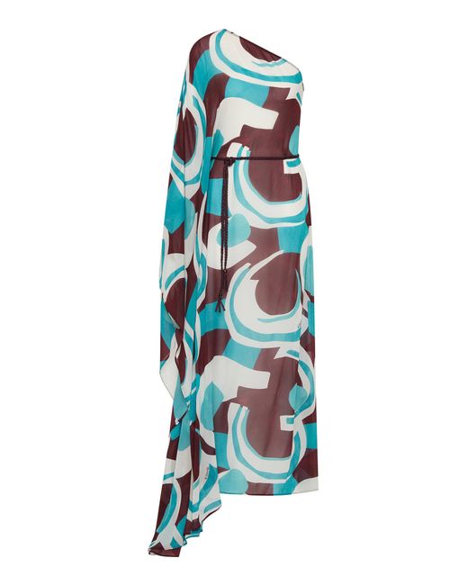 ROAME. Blue Celina One-Shoulder Kaftan