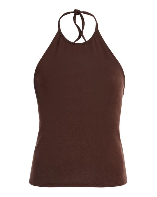 DONNI. Brown The Baby Ribbed Cotton Halter Top