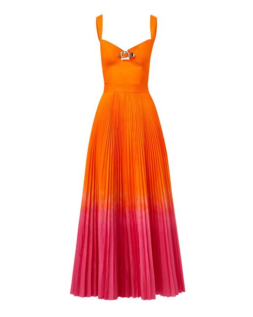 Brandon Maxwell Red Pleated Poplin Midi Dress