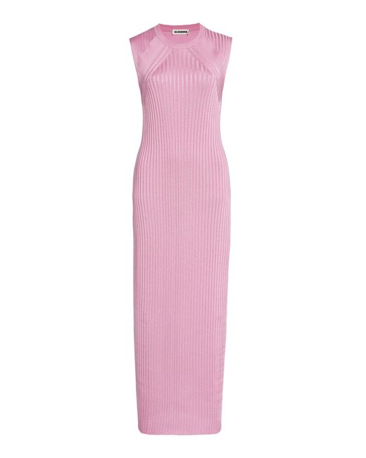 Jil Sander Pink Pleated Sleeveless Maxi Dress