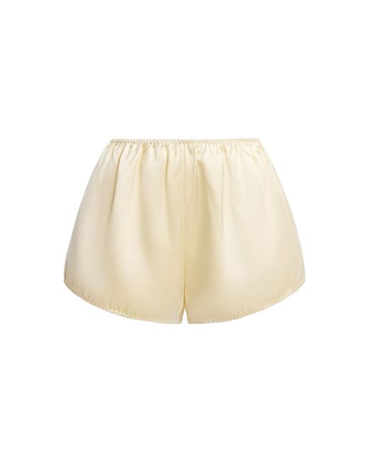 Brandon Maxwell Natural Stella Silk Mini Shorts