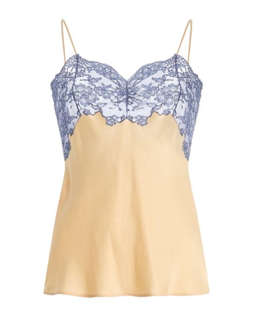 Saint Laurent Blue Silk Satin Top