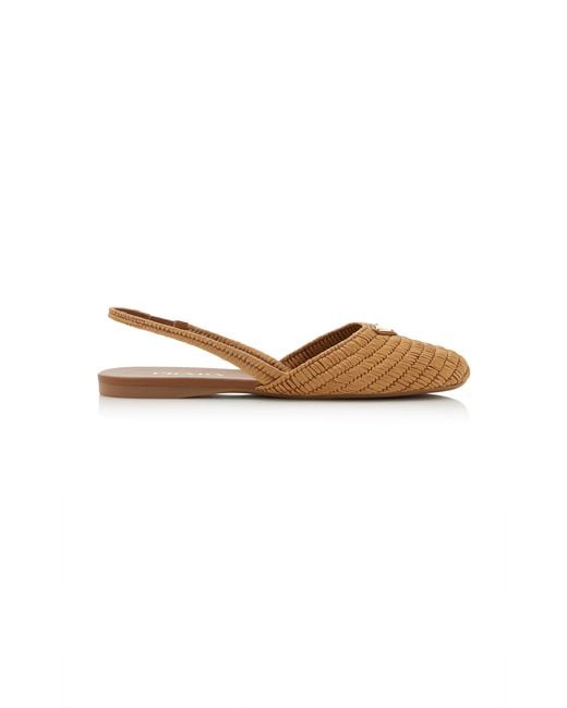 Prada White Raffia Slingback Ballet Flats