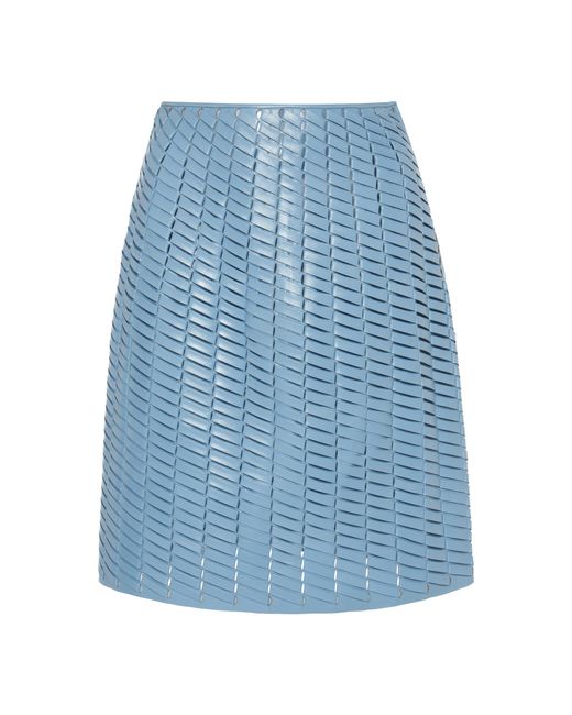 Bottega Veneta Blue Woven Leather Mini Skirt