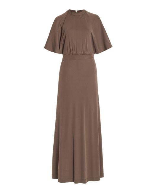 TOTEME Fluid-sleeve Jersey Maxi Dress in Brown | Lyst