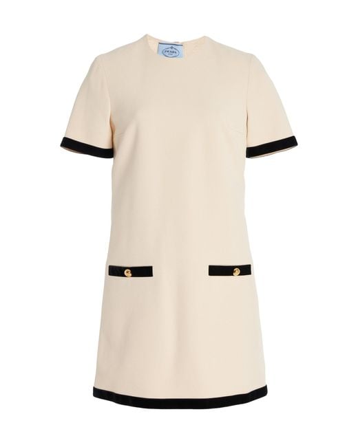 ワンピース PRADA Camel Cotton Mini Dress Prada Sable Cotton Mini Dress in Natural | Lyst