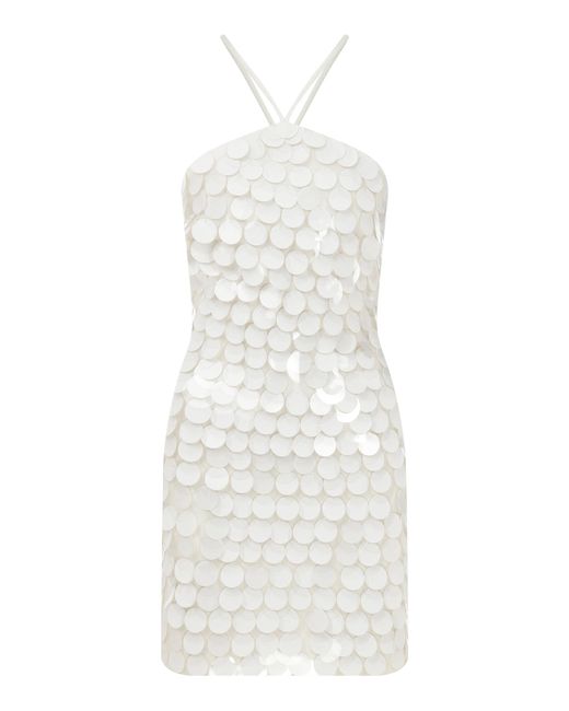 Ila White Veronica Paillette-sequined Halter Mini Dress