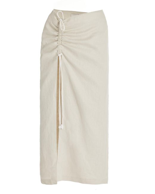 Sir. The Label White D'orsay Corded Linen Midi Skirt