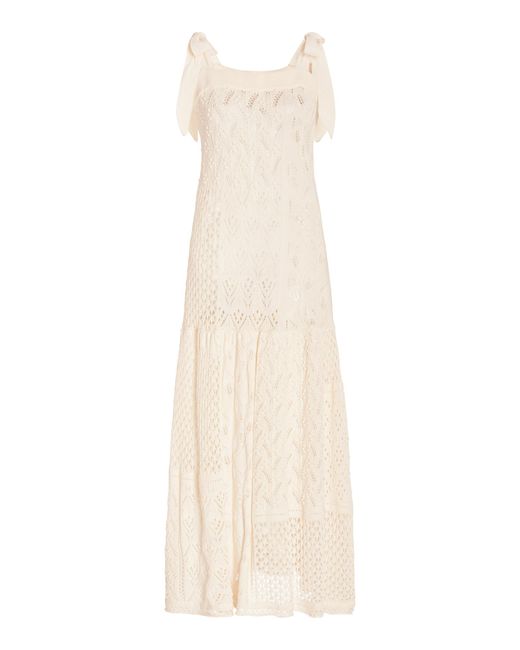 Zimmermann Anneke Patchwork Crocheted Cotton Midi Dress in White Lyst Canada