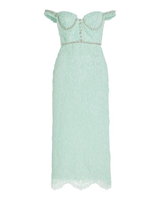 self portrait mint green dress Self-Portrait Azaelea Lace Midi Dress in Mint
