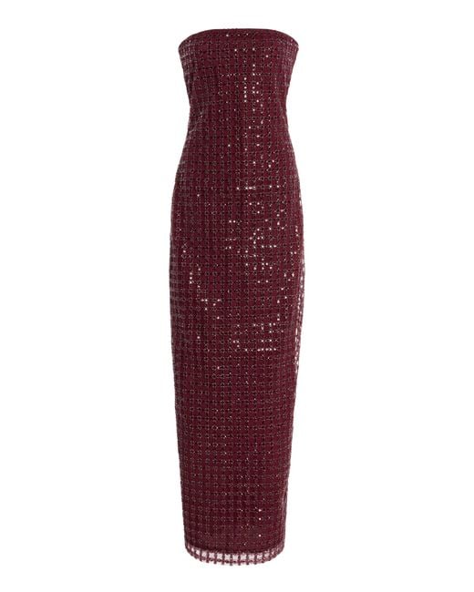 ROTATE BIRGER CHRISTENSEN Purple Beaded Maxi Tube Dress