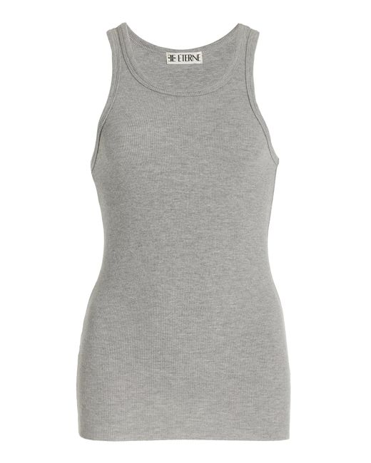 ÉTERNE Gray High-neck Fitted Jersey Tank Top