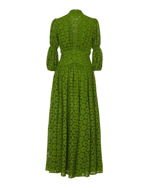 Cult Gaia Willow Cotton Lace Maxi Dress in Green | Lyst UK