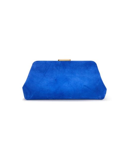 Carolina Herrera Blue Bianca Suede Clutch