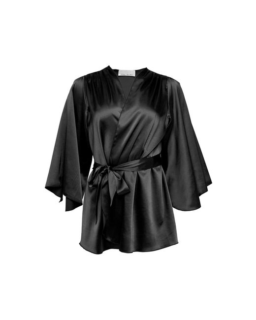 Fleur du Mal Black Angel Stretch-Silk Robe
