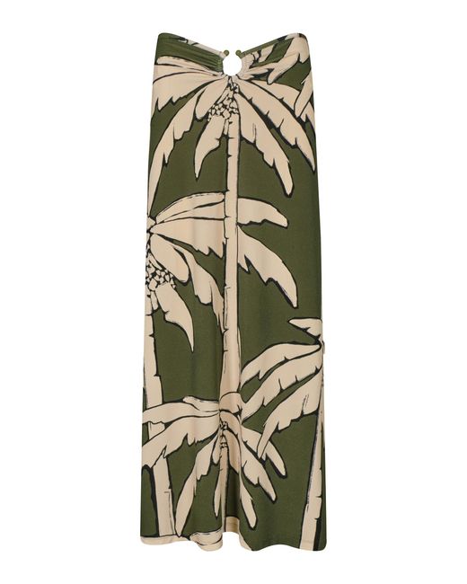 Johanna Ortiz Green Palm Branch Printed Midi Skirt Palm Beach