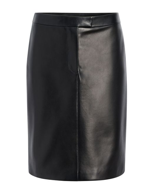Khaite Black Cindy Plonge Leather Pencil Skirt