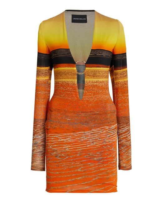 Louisa Ballou Orange Exclusive Helios Ring-detailed Jersey Mini Dress